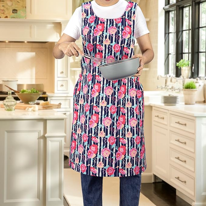 NEOVIVA Kitchen Aprons for Women with Pockets,Cooking Aprons for Women,Vintage Apron for Baking Gardening,Gifts for Mothers