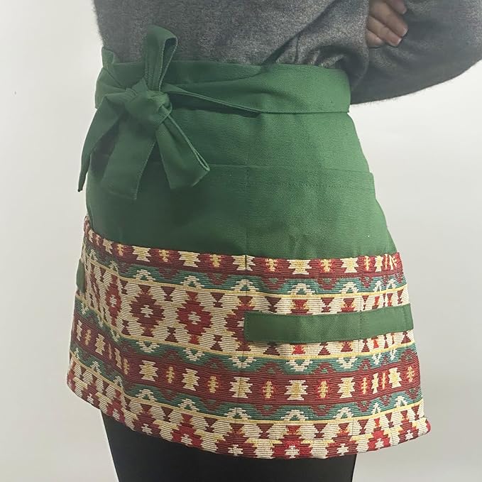 Garden Apron for Woman, Serve Apron Cute, Flora Half Apron with 8 Pockets, Valentines Gift for Mom Wife Girlfriend