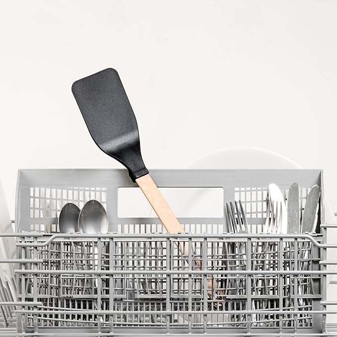 Epicurean Gourmet Series Med Nylon Turner, Spatula, Serving Tool-Natural Handle with Black Head