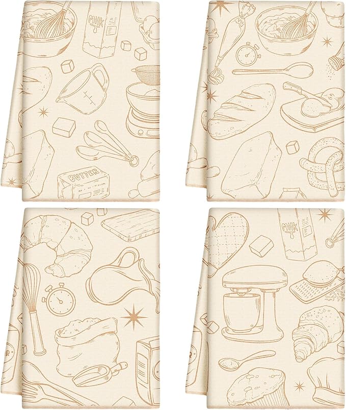 Peryiter 4 Pcs Linen Tea Towels for Baking Sourdough 14x18 Inches Reusable Thick Bread Towels Linen Sourdough Cloth for Bread Baking Dough Leavening Cloth for Women Chef Bake Lover for Dough Baguettes
