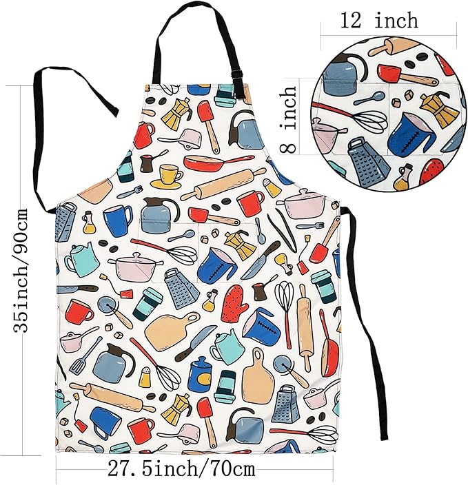 Sosolong Adjustable Waterproof Apron Bib Apron with 2 Pockets Cooking Kitchen Aprons for Women Men Chef