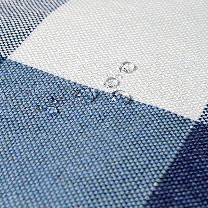 Blue Placemats Set of 4, Linen Buffalo Plaid Double Layer Spring Placemats Check Kitchen Table Mats,Waterproof Heat Resistant Durable Cloth Washable Placemats 12 x 18 Inches