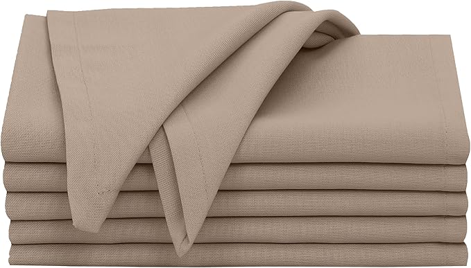 Ruvanti Cloth Napkins Set of 6, 18x18 Inches, 100% Cotton, Washable, Soft & Absorbent, Perfect for Wedding, Christmas, Thanksgiving Dinners - Light Taupe