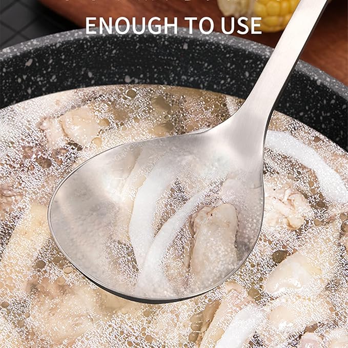 Peohud 4 Pack Soup Ladle Soup Colander, SUS304 Stainless Steel Slotted Hot Pot Ladle Strainer Scoops, Thickening Cooking Skimmer Cookware Utensil for Hotpot Scooping Sauce Serving, 12 Inch
