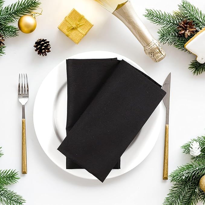 Hemmed Edge Cloth Dinner Napkins Set of 4 18x18 Inches - Mustard, Soft Decorative Premium Dinning Table Linen Napkin Ideal for Kitchen, Spring, Easter | Washable Polyester Fibre Napkin for Home Décor