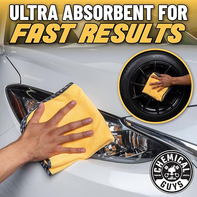Chemical Guys Professional Grade Premium Microfiber Towels for Cars, Gold, 24" x 16", Ultra-Soft and Scratch-Free Car Detailing Cloths for Trucks, Motorcycles, and More - 6 Pack