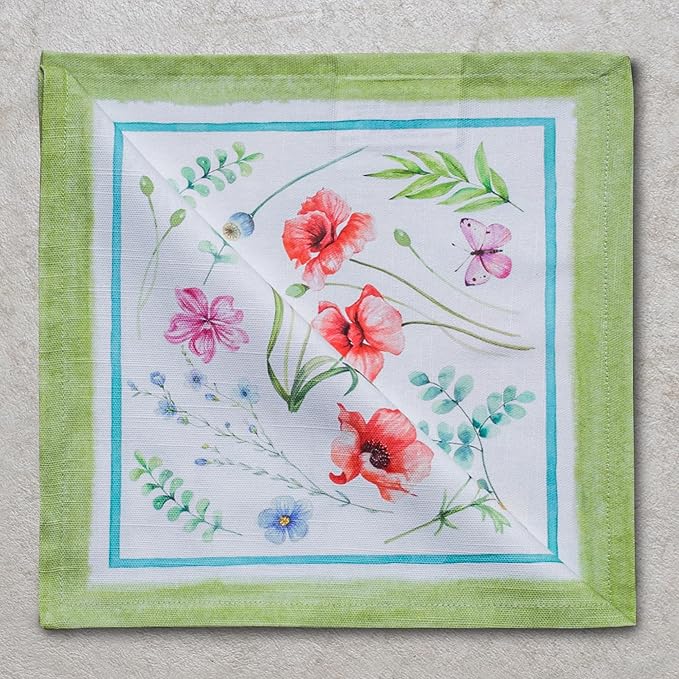 Maison d' Hermine Cloth Napkins Set of 4 100% Cotton Everyday Reusable Square Napkins Cloth Washable Dinner Party Wedding Restaurant Gifts for Mothers Day Spring/Summer (Just Floral, 20" x 20")