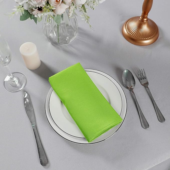 Cupuamon Cloth Napkins 20x20 inch Washable Polyester Dinner Napkins Soft Table Napkins for Wedding Party Dining Banquet(Apple Green,12PCS)