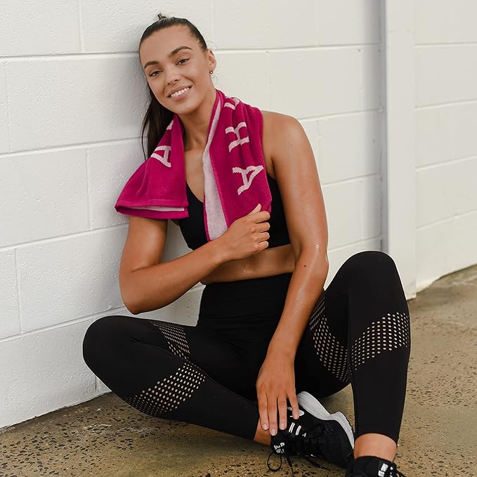 Fuchsia Hot Pink Gym and Yoga Towel for Women - 100% Silver Infused Organic Cotton Pilates Towel, 500 GSM, 31.5"x15.75" - Soft Absorbent Sweat Towels for Workouts Without the Smell