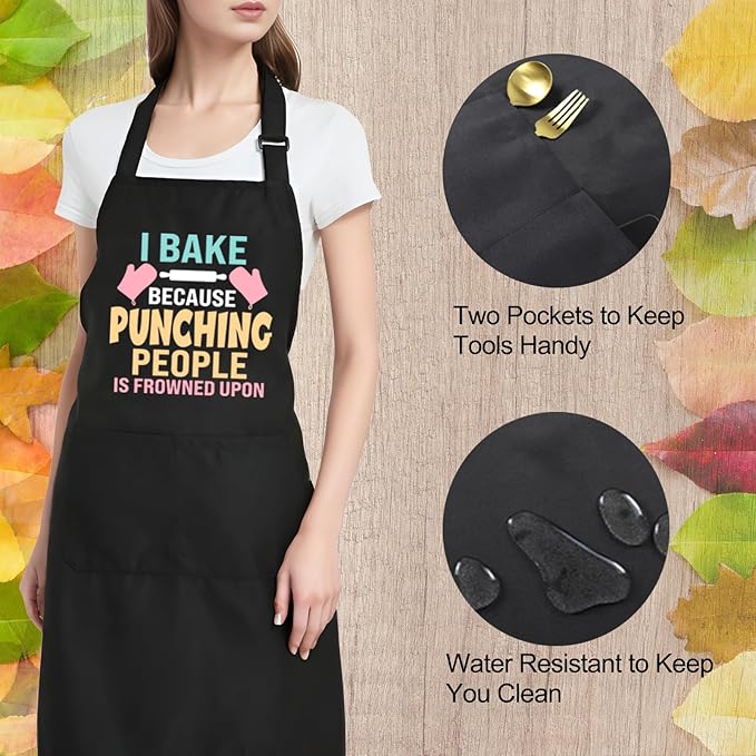Funny Cooking Aprons for Women with Pockets, Kitchen Chef Aprons for Bakers, Birthday Gifts for Mom Wife Friends