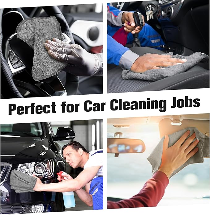 Tanlade Cleaning Cloth Dry Erase Cloth Cleaning Rags Reasonable Kitchen Towels Microfiber Towels Cars Wash(6 x 6 Inch,Gray,50 Pcs)
