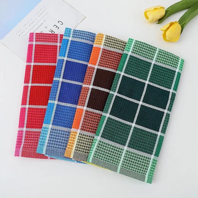 Premium Cotton Tea Towels Set– Super Absorbent, Durable & Soft, Kitchen Tea Towels for Drying, Cleaning, and Baking – Pack of 4, (68cm by 42cm) Eco-Friendly Dish Clothes.