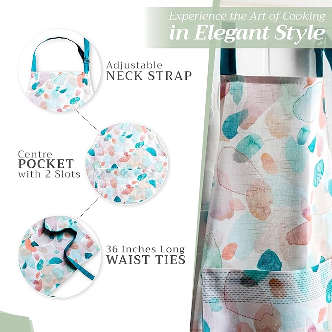 Maison d' Hermine 100% Cotton Apron for women with Pocket Kitchen Chef Apron for Men Cooking Mothers Day Gifts