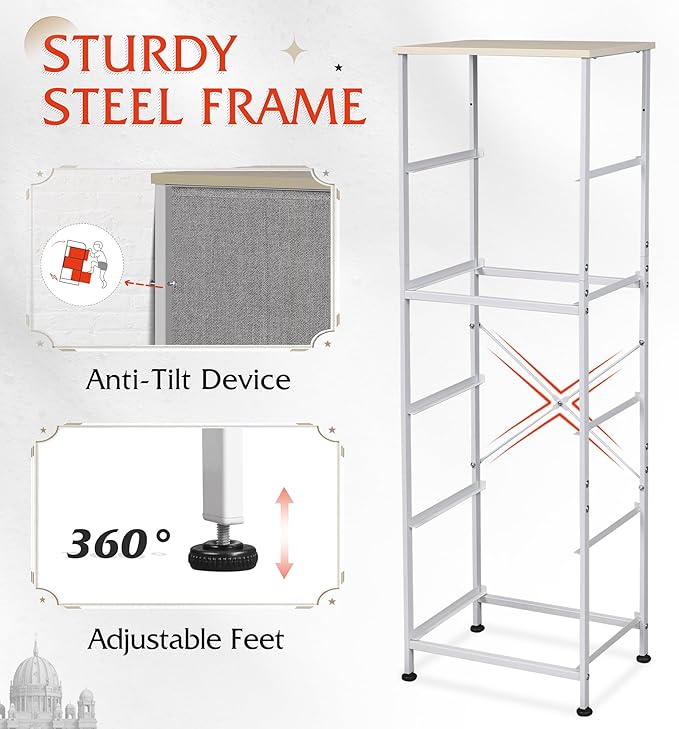 WLIVE Fabric Dresser, 5-Drawer Tall Dressers for Bedroom, Storage Dresser Organizer with Fabric Bins, Wood Top, Sturdy Steel Frame, Chest of Drawers for Closet, Hallway, Light Grey