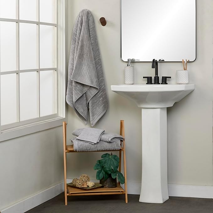 SKL Home CloudSoft Cotton Luxury 4 Pc Wash Set for Bath & Gift, Gray