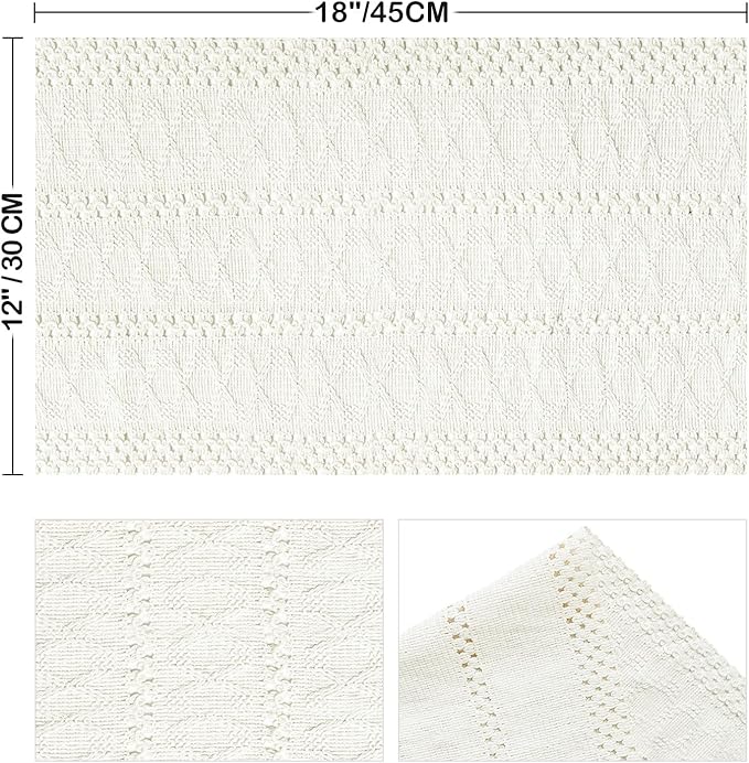 Artoid Mode Beige Farmhouse Woven Rustic Hollow Placemats Set of 4,12x18 Inch Seasonal Holiday Table Mats Party Kitchen Dining Decoration