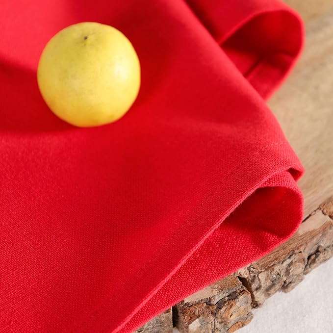 Cloth Napkins Set of 12 Solid Dinner Napkins 18x18 Inch, 100% Cotton, Soft Absorbent Reusable Washable Durable Napkin, Decorations, Restaurant, Wedding & Table Décor, Everyday Use - Red