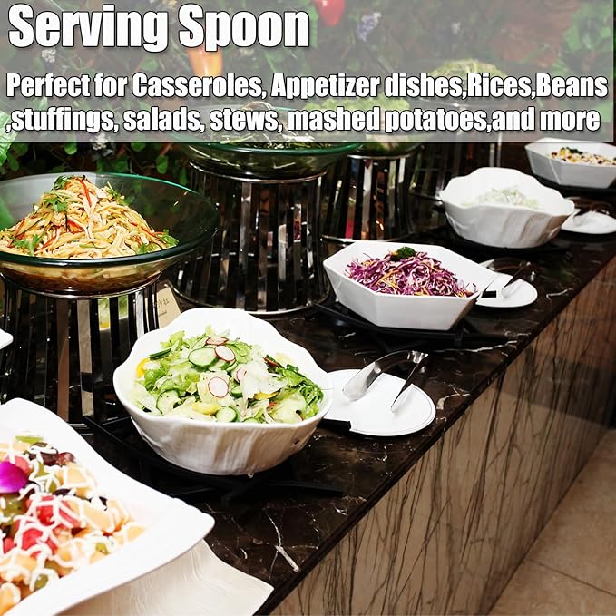 Large Buffet Serving Spoons,Heavy Duty 9.5X2.8 inches 316L Stainless Steel Serving Spoons Pack of 2,Silver