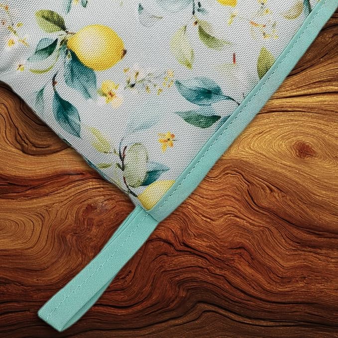 Lemon Oven Mitts, High Heat Resistant Kitchen Oven Gloves, Mini Silicone Oven Mitts, Non-Slip Grip Surfaces and Hanging Loop for Grilling, Baking, Cooking and Microwave, Gift