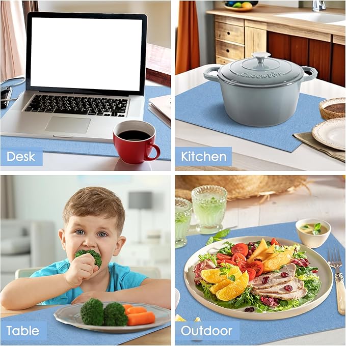 MANSPHIL Table Cloth Placemats Set of 4 Washable Cotton Thick Faux Linen Table Place Mats Heat Resistant Double Layer Fabric Wrinkle Free Dining Kitchen Table Decor - 13x19 Inch Oeko Tex Placemat