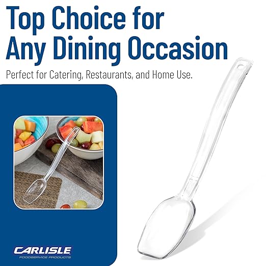 Carlisle FoodService Products Plastic Solid Spoon, 9 Inches, Clear, (Pack of 12)