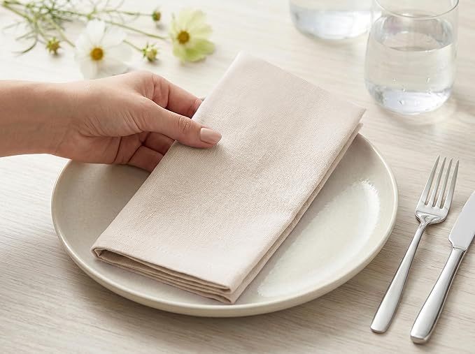 PurpleEssences Set of 12 Cloth Dinner Napkins 100% Cotton 18x18 Inch - Soft Durable Washable - Ideal for Farmhouse Party Spring Easter Summer - Perfect Everyday Use Table Linen - Royal Linen