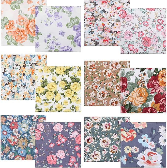 Tudomro 24 Pcs Cotton Cloth Napkins 15 x 15 Inch Floral Dinner Napkins Washable Home Decor for Spring Summer Family Dining Cocktail Parties Wedding Party Dish Plates,12 Styles