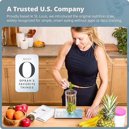Greater Goods Digital Nutrition Scale โ Accurate Macro and Calorie Tracking for Meal Prep, Weight Loss, and Healthy Eating | 2,000 Built-in Foods, Intuitive Nutrition Label Display, 11lb Cap, Blue