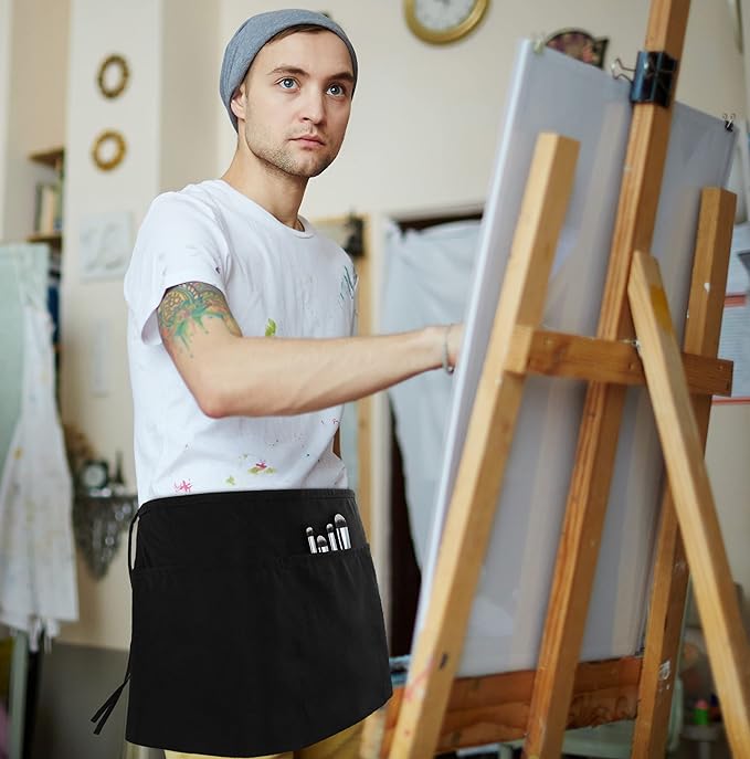 Utopia Wear 12 Pack Server Aprons with 3 Pockets, Waiter and Waitress Waist Aprons for Women with Pockets, Men Short Aprons
