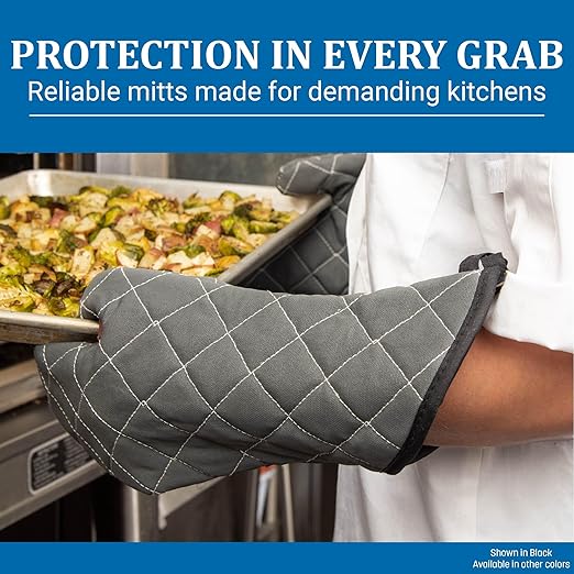 San Jamar 800FG13-BK BestGuard Commercial Heat Protection Up to 450° F Oven Mitts (Pair), 13" Length, Black