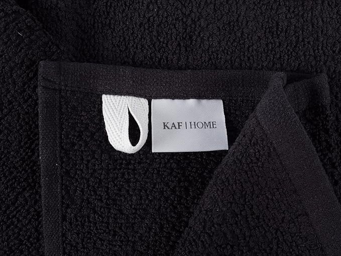 KAF Home Set of 4 Deluxe Popcorn Terry Kitchen Towels | 20 x 30 Inches | 100% Cotton Kitchen Dish Towels (Black)