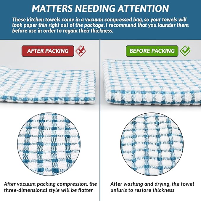 Nialnant 12 Pack Dish Towels for Kitchen,100% Cotton Soft Dish Rags,Quick Drying Dish Cloths for Washing Dishes,Cleaning Rags-11 x 11In