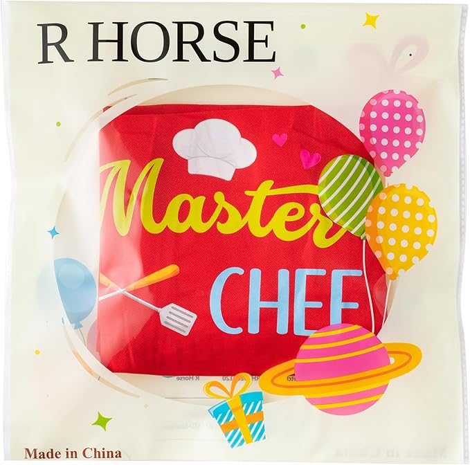 R HORSE 2Pcs Adults Kids Matching Apron Set - Parent and Child Adjustable Kitchen Apron with 2 Pockets - Mommy and Me Matching Gift for Women Kid Cooking Baking Painting Training Gardening