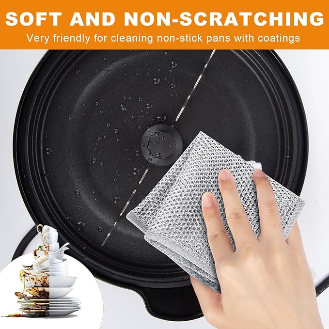 12 Pcs New Upgrade 3-Layer Metal Dish Cloth, No Scratches Wire Cleaning Cloth , Reusable Multipurpose Wire Dishwashing Rag for Kitchen Cleaning Cloths,Sinks,Dishes,Stove Top, Dimensions,7.87” x 7.87”