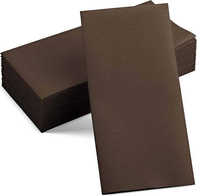 100 Linen-Feel Colored Paper Napkins - Decorative Cloth-Like Brown Dinner Napkins - Soft And Absorbent. For Kitchen, Party, Wedding, Bathroom Or Any Occasion. (Pack of 100)
