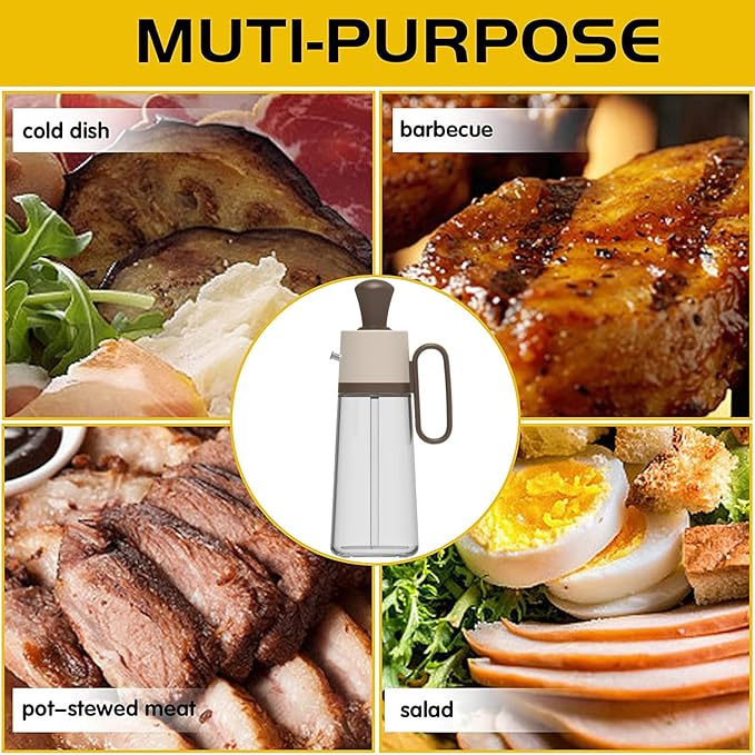 Glass Olive Oil Dispenser Bottle With Silicone Brush 3 In 1, Vinegar Soy Sauce Dispenser, Silicone Dropper Measuring Olive oil Sprayer Kitchen Gadgets for Cooking, Baking, BBQ Pancake, Air Fryer