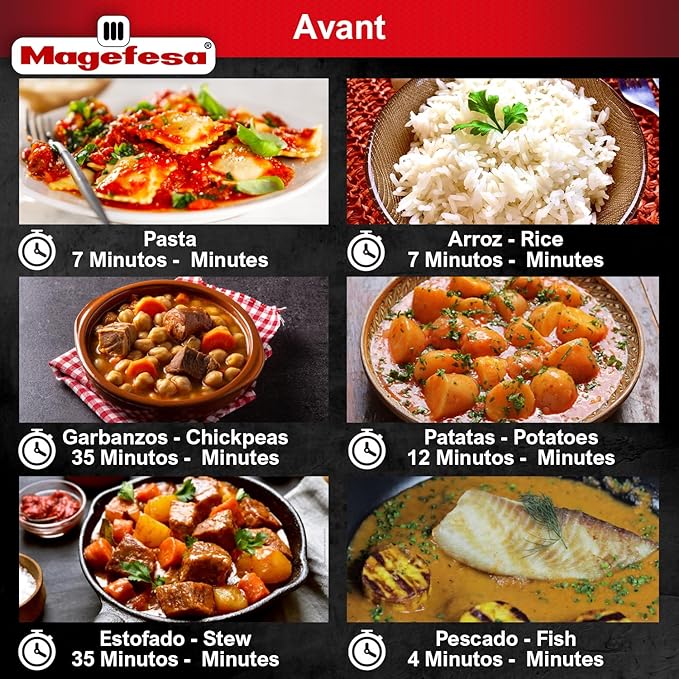 MAGEFESA Avant 6.2-Quart Aluminum Pressure Cooker, Compatible with Gas, Electric & Ceramic Stoves, Stovetop Pressure Canner with Trivet, Red Handle