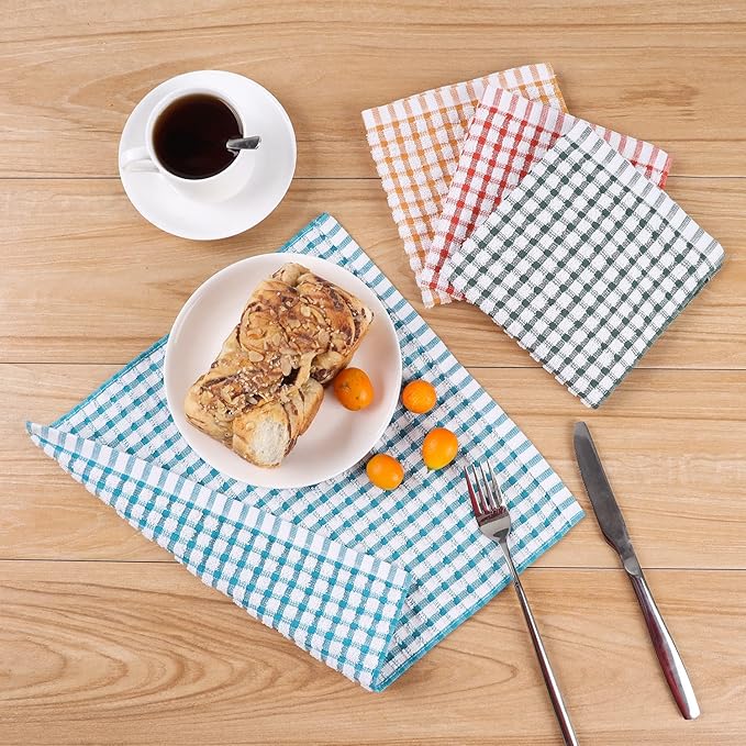 Oeleky 100% Cotton Kitchen Dish Cloths for Washing Dishes, 12x12 Inches Dish Rags, Absorbent Kitchen Cloths Pack of 8, Quick Drying Cleaning Cloths