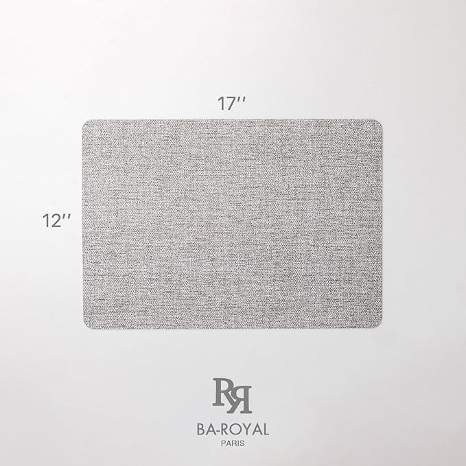 Faux Leather Placemats Set of 6 Vinyl Washable Wipeable Table Mats for Kitchen Dining Table Heat Resistant Waterproof Modern Indoor/Outdoor Placemats Non-Slip Easy Clean Place Mats (Mid Gray)
