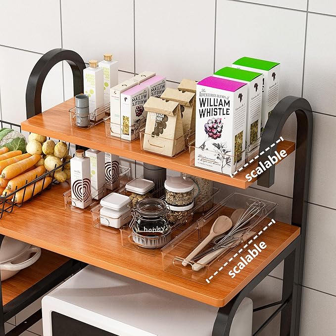 BLULEE Adjustable Clear Drawer Organizers, Expandable Bathroom Drawer Organizer Bins with Dividers, Versatile Makeup Organizer for Drawer, Plastic Desk Drawer Organizer (8 Pcs)