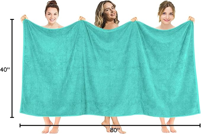 American Soft Linen 100% Cotton 600 GSM Turkish 40x80 Oversized Bath Towel Sheet, Extra Large Adult Towels for Bathroom, Turquoise Bath Sheet