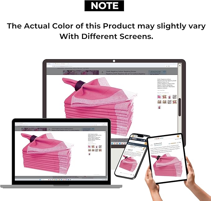Bedding Craft Cotton Cloth Dinner Napkins Set of 12 – 20x20 Pink Multi Double Hemstitched – Machine Washable Fabric Napkins for Weddings, Parties & Dining Tables