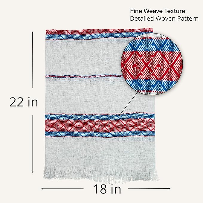 Jacq & Jürgen – Set of 6 Multicolor Cotton Cloth Napkins – 22"x18" – Dinner Table Linens or Tortilla Warmer Cloths - 100% Cotton - Premium Materials (Chevron White)
