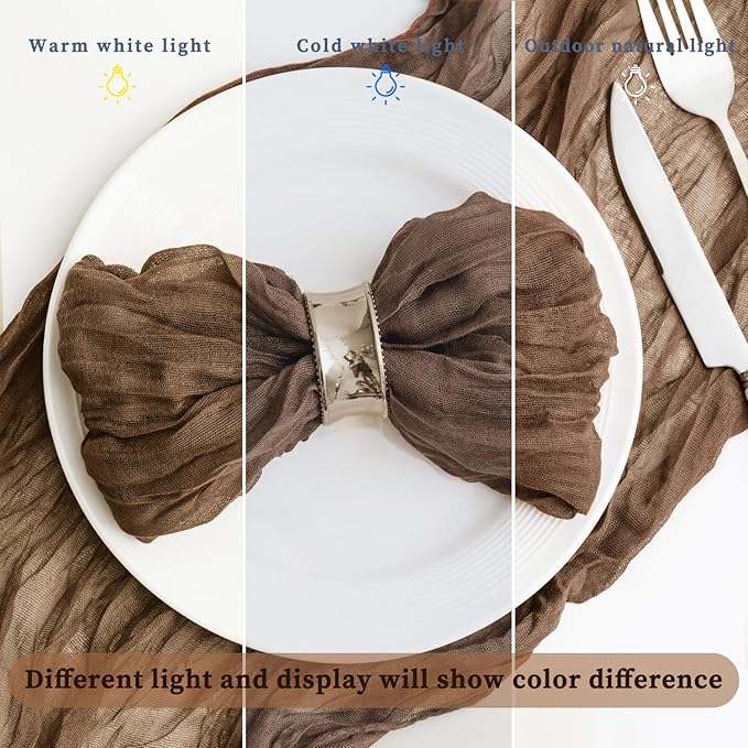 Brown 100 Pack Cheesecloth Napkins Washable 21x21 Inches Brown Cloth Napkins Set of 100 Dinner Table Napkins for Wedding Summer Bridal Baby Shower Rustic Boho Cotton Gauze Party Table Decor