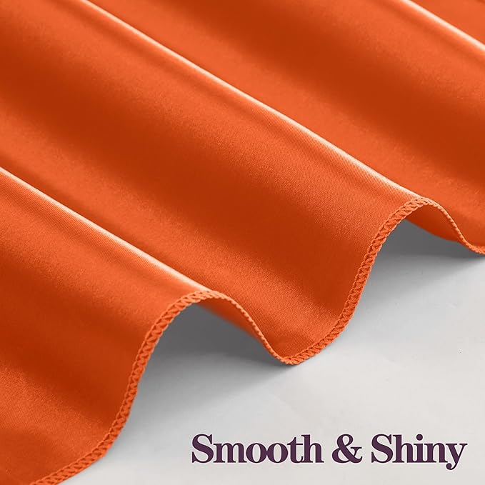 RUDONG M 100 Pcs Orange Satin Napkins and Napkin Rings Set, 17 x 17 Inch Square Cloth Napkins Set of 50, Silky Soft Table Napkins Bulk for Weddings, Banquet, Parties Dinner Decoration