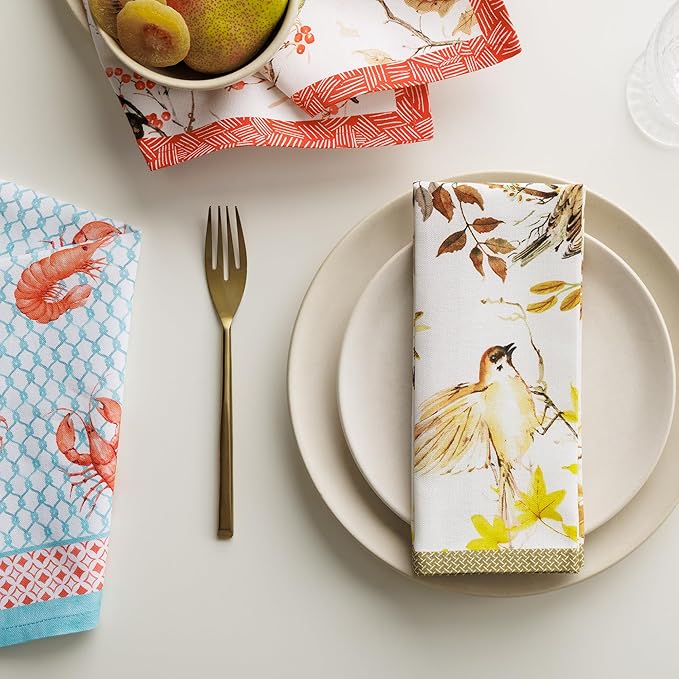 Maison d' Hermine Cloth Napkins Set of 4 100% Cotton Everyday Reusable Square Napkins Cloth Washable Dinner Party Wedding Restaurant Gifts for Mothers Day Spring/Summer (Verdier, 18" x 18")