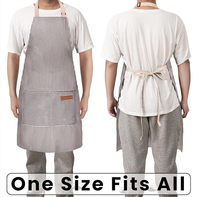 BeLuyi Adjustable Bib Apron with 2 Pockets Chef Cooking Kitchen Restaurant Aprons for Women Men