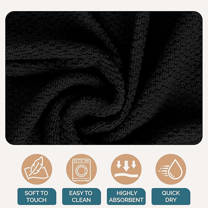 Casa Platino Dish Towels and Dish Cloths for Washing Dishes, 8 Piece Kitchen Towel and Dishcloth Set for Sinkside Duties – A Sleek Staple for Efficient Post-Meal Cleanup – Black