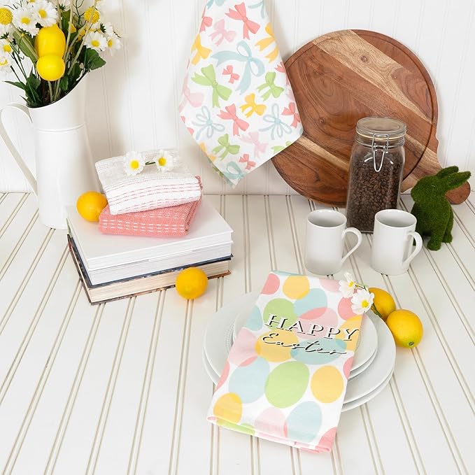 Ritz 100% Cotton Kitchen Towels, Easter Eggs Spring – 16"x26" – Absorbent Dish Towels for Drying & Cleaning – Soft & Durable (Set of 4)