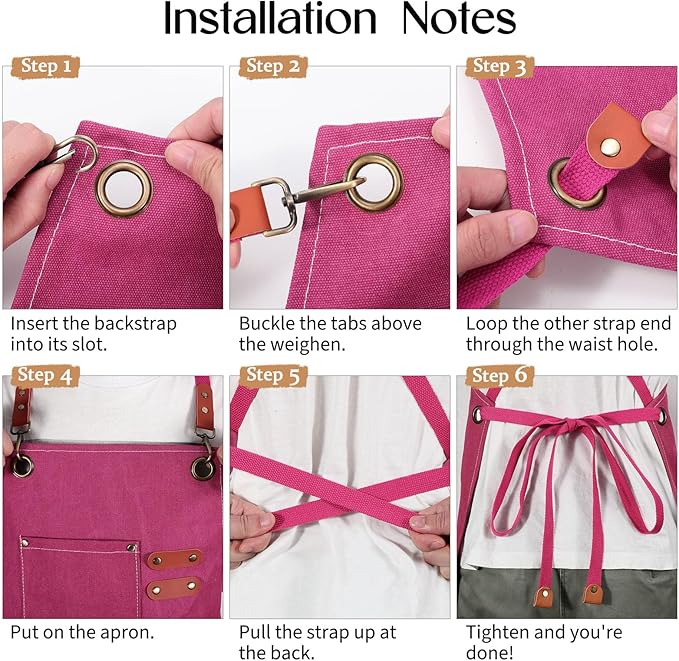 Work Aprons for Men Women with 9 Pockets Chef Apron 14oz Cotton Canvas Cross Back Aprons Heavy Duty Apron Pink Tool Apron for Woodworkers Kitchen Cooking Apron Waterproof Apron Size M to XXL